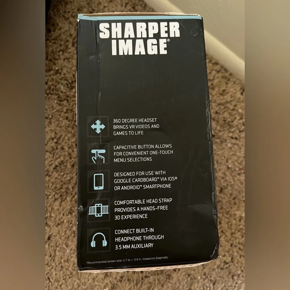 Sharper Image Black Virtual Reality Headset With Built-in Headphones